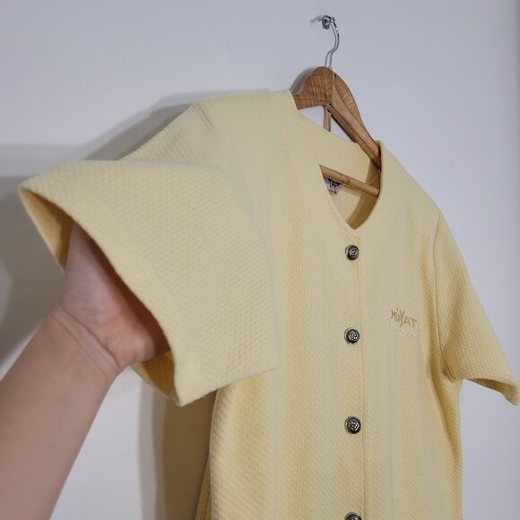 Vintage Midyat Soft Yellow 90s Thermal Texture Y2K Matching Set Short Sleeve - Picture 4 of 14